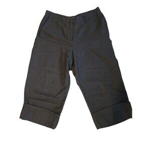 Linen Blend Black Cropped Ankle Pants Sz 16 Casual Cargo Pocket Summer Resort